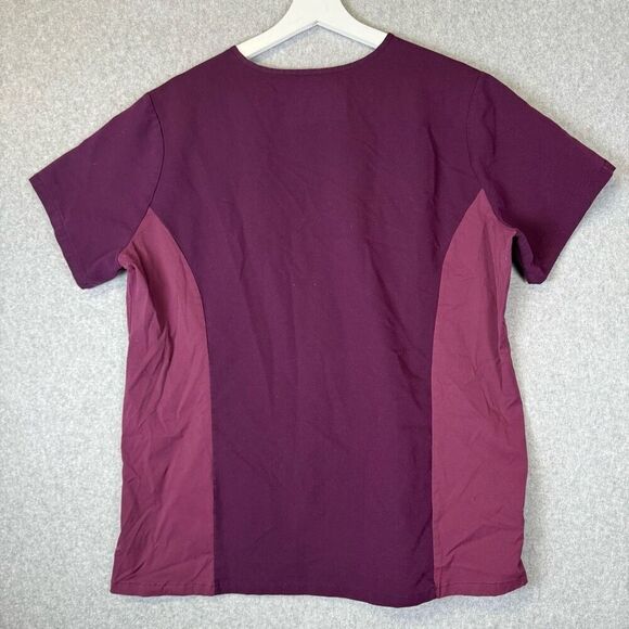 Figs Womens Size XL Healthcare Worker Scrub Top Burgundy Red Colorblock Nurse - Picture 8 of 8